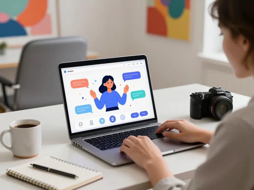 Engaging conversation with crushon AI chatbot in a modern workspace setting