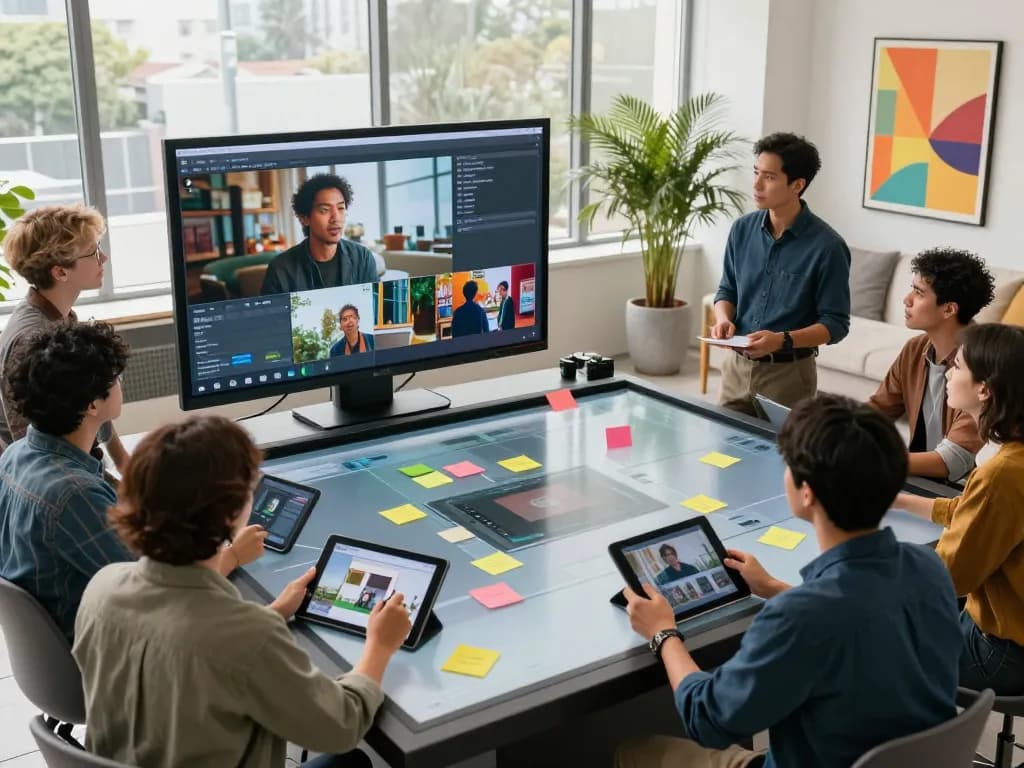 Creative team utilizing seedance ai to generate stunning video content during a collaborative session.