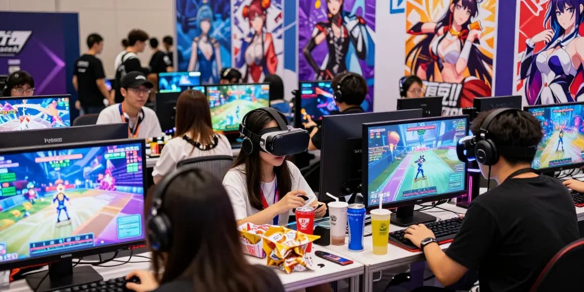 Players enjoying engaging hentai game experiences at a lively gaming convention.