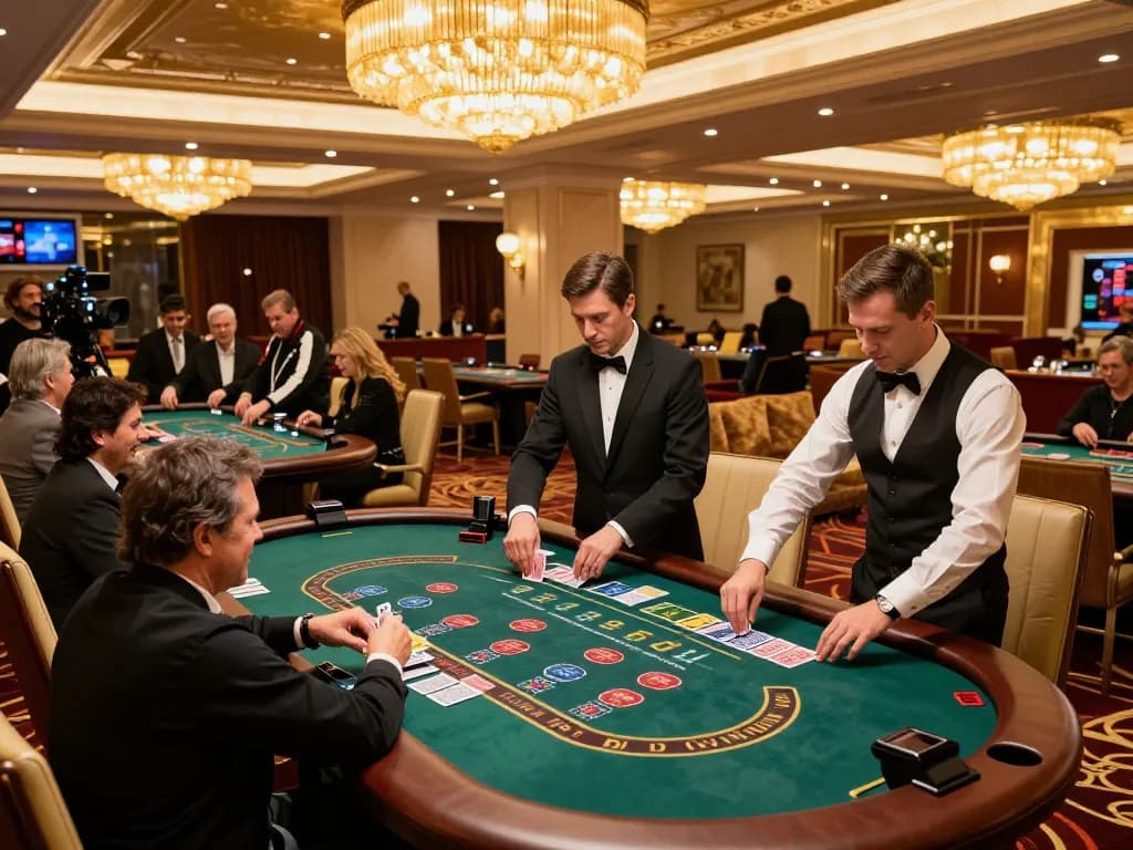 Players enjoying blackjack at DH88 casino with lively interaction and elegant ambiance.