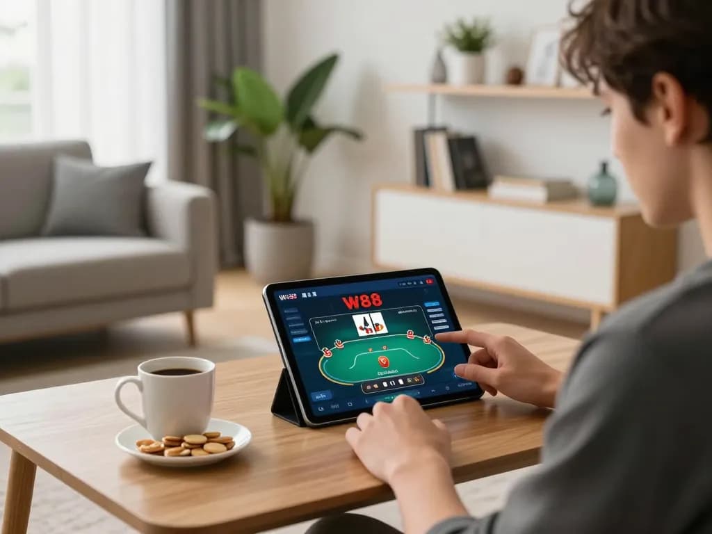Engaging with link w88 from home gaming setup for online poker enjoyment and strategy.