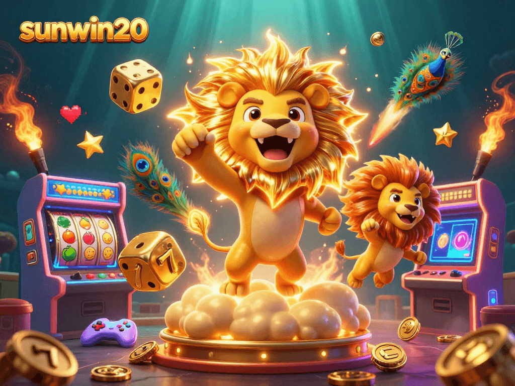 Experience thrilling wins with sunwin20's vibrant slot action in a dynamic casino scene.