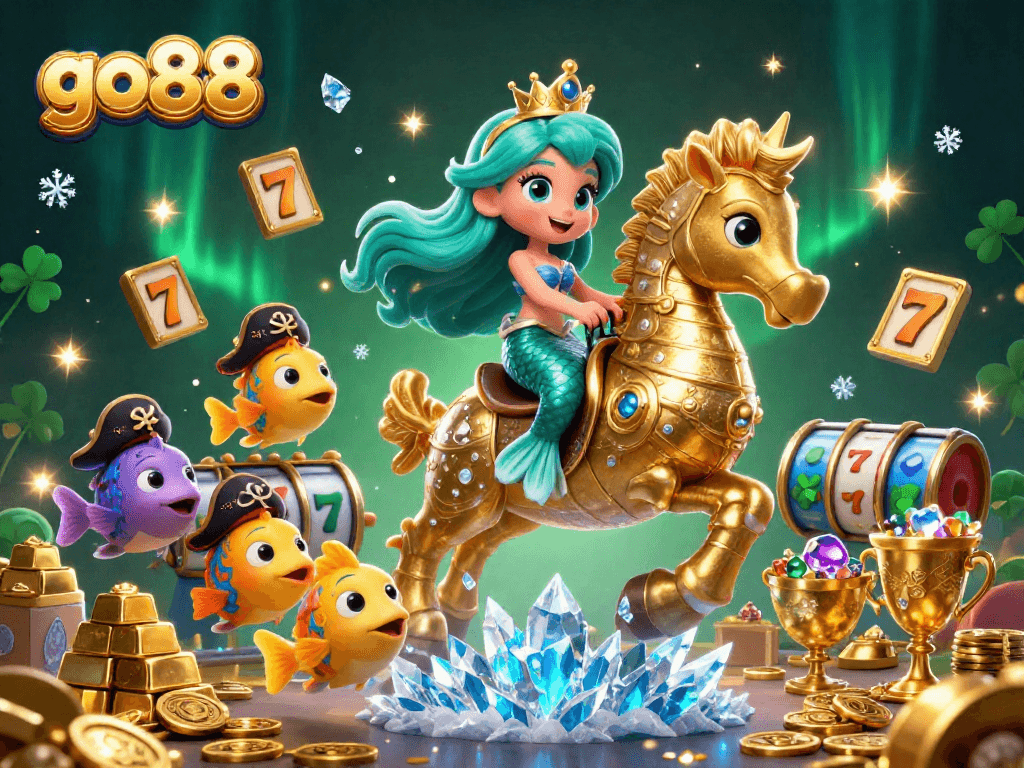 Experience winning strategies with go88 in an exciting underwater casino scene filled with treasures.