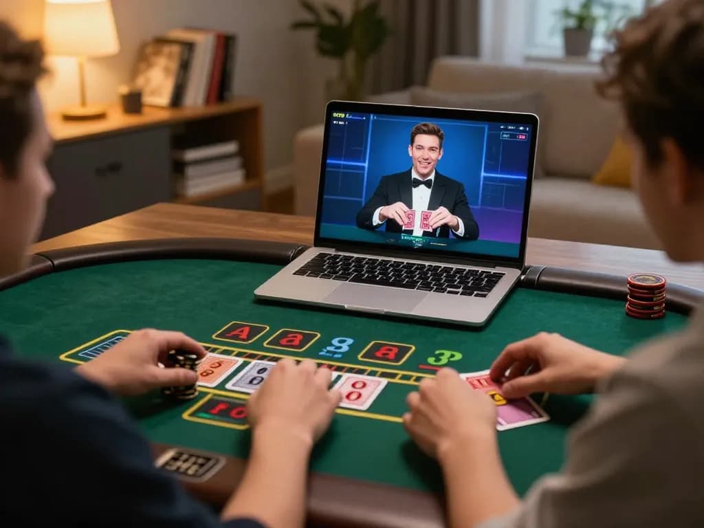 Engage in thrilling live dealer blackjack on 789win with gaming setup showcasing expert betting