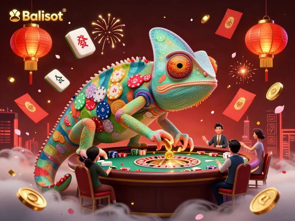 Experience thrilling gameplay at Balislot with dynamic casino elements and a chameleon casino owner.
