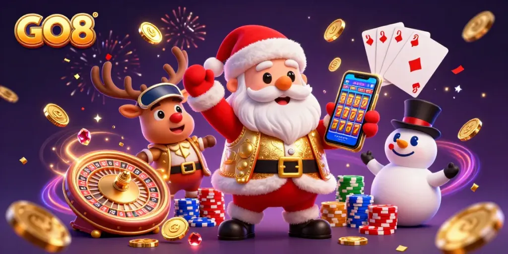 Experience the excitement of GO8's casino games with vibrant 3D characters and enticing slots.