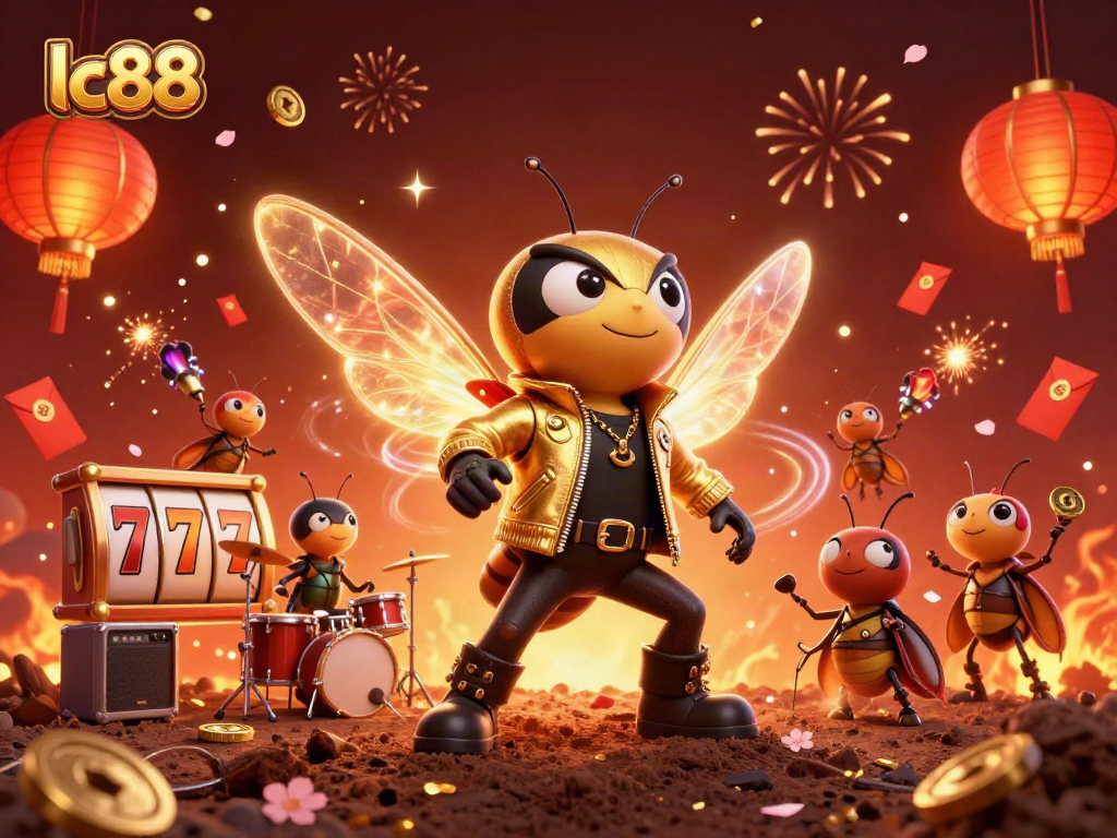 Spin the reels and celebrate lc88's vibrant casino atmosphere with this festive scene.