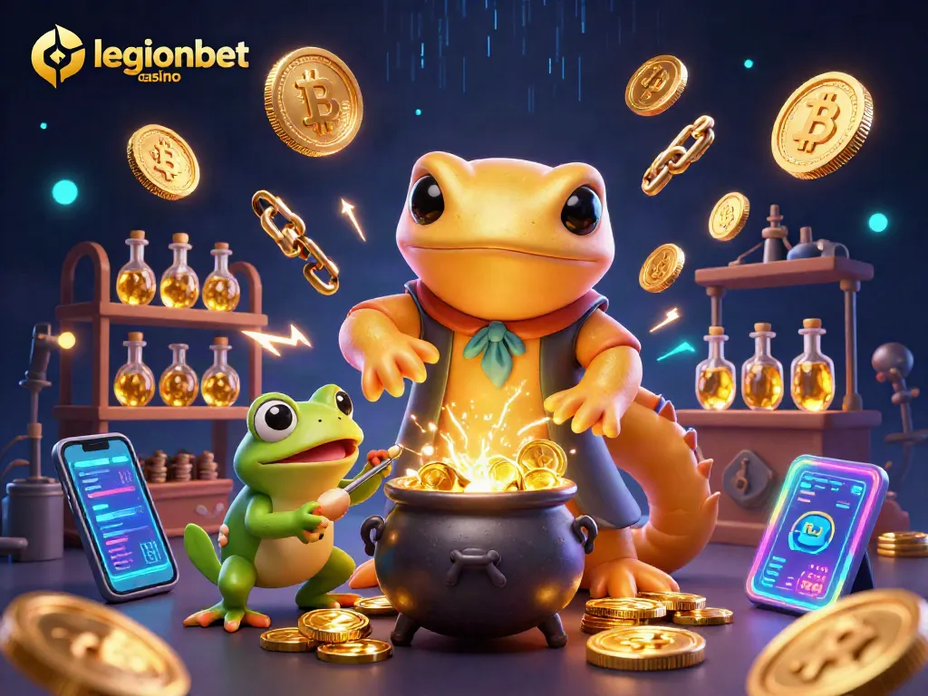Experience excitement at legionbet casino with golden alchemist and crypto elements.