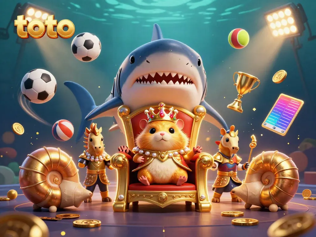 Play and win with Toto, featuring a vibrant underwater casino scene with 3D characters and sports elements.