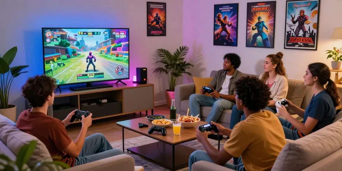 Exciting xxx games session with friends in a cozy living room, showcasing dynamic gaming atmosphere.