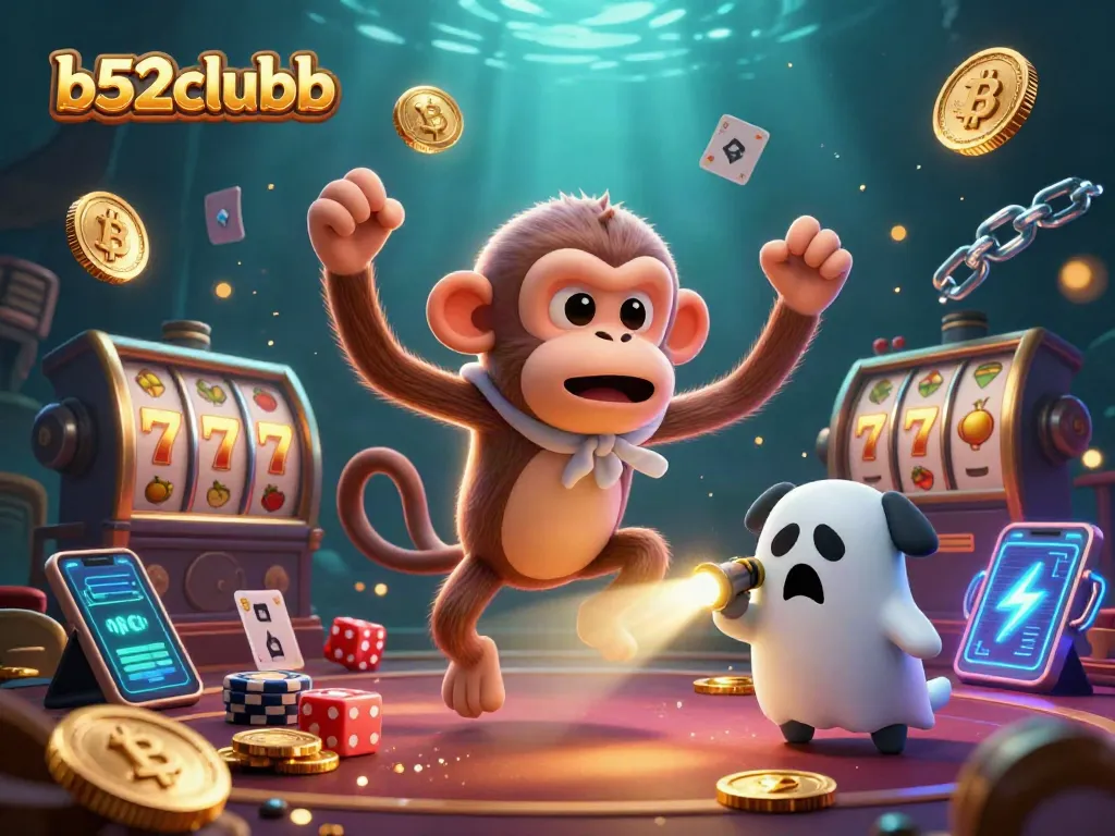 Experience the thrill with b52clubb's vibrant haunted casino 3D illustration showcasing unique gaming elements.