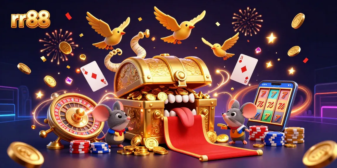 Animate excitement with rr88's thrilling casino action in this vibrant 3D illustration.