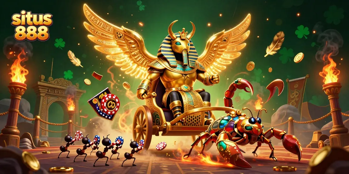Sparks of gold and excitement light up the scene as majestic characters embody the situs 888 slot adventure.