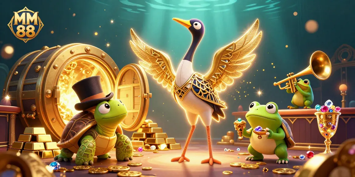 Spin the reels and win big with MM 88 at the dazzling casino illustration featuring vibrant characters.