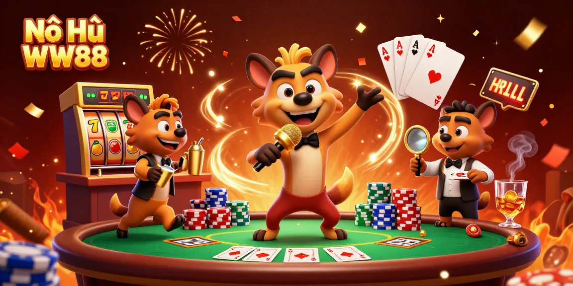 Experience the excitement of Nổ Hũ WW88 with vibrant casino elements and engaging characters.
