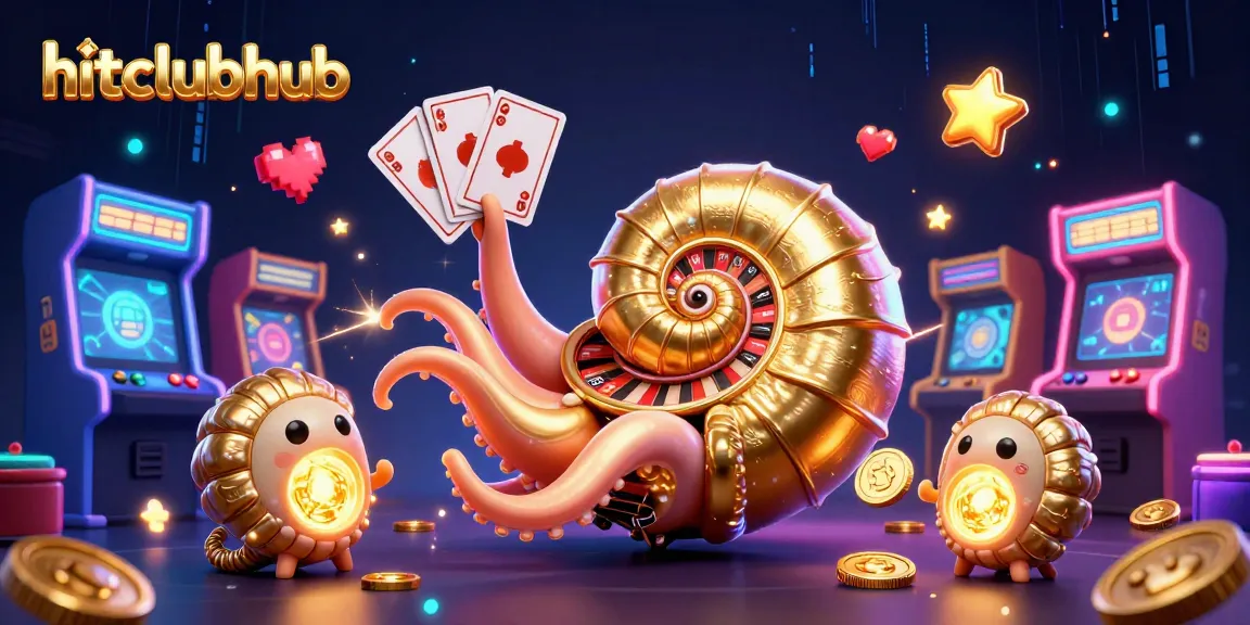 Spin the wheel at hitclubhub with gleaming nautilus surrounded by vibrant games and golden coins.