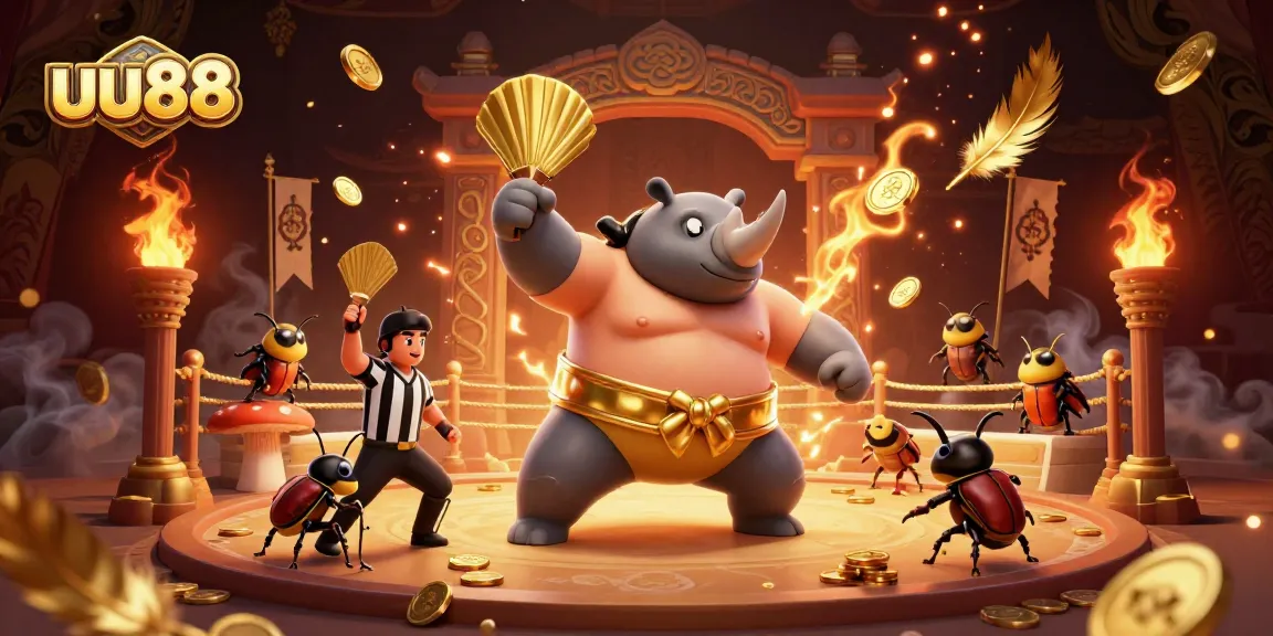 Experience thrilling sumo beetle battles at uu88 with flying coins and dynamic gaming elements!